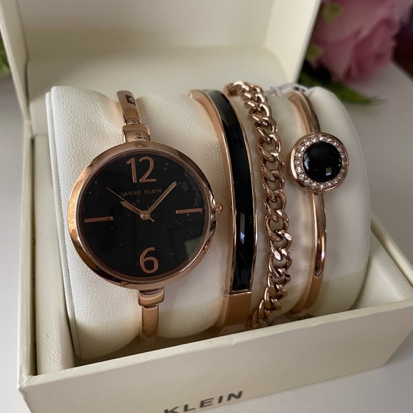 Anne Klein Women\'s Bangle Watch and 3 Premium Bracelets Set in Rose gold main image 4